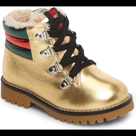 🔥GUCCI🔥 Kids Jonathan Faux Fur Metallic Boot - Picture 9 of 11